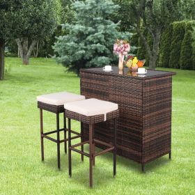 Bar Table And Bar Stool Three-Piece Set Brown Gradient - Picture Shows