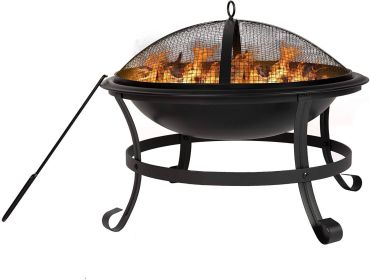 Bosonshop 22'' Outdoor Wood Burning BBQ Grill Firepit Bowl