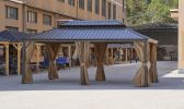 12 x 20FT patio gazebo; gazebo with steel canopy; Outdoor Permanent Hardtop Gazebo Canopy for Patio;  Garden;  Backyard - Bronze