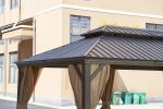 12 x 20FT patio gazebo; gazebo with steel canopy; Outdoor Permanent Hardtop Gazebo Canopy for Patio;  Garden;  Backyard - Bronze